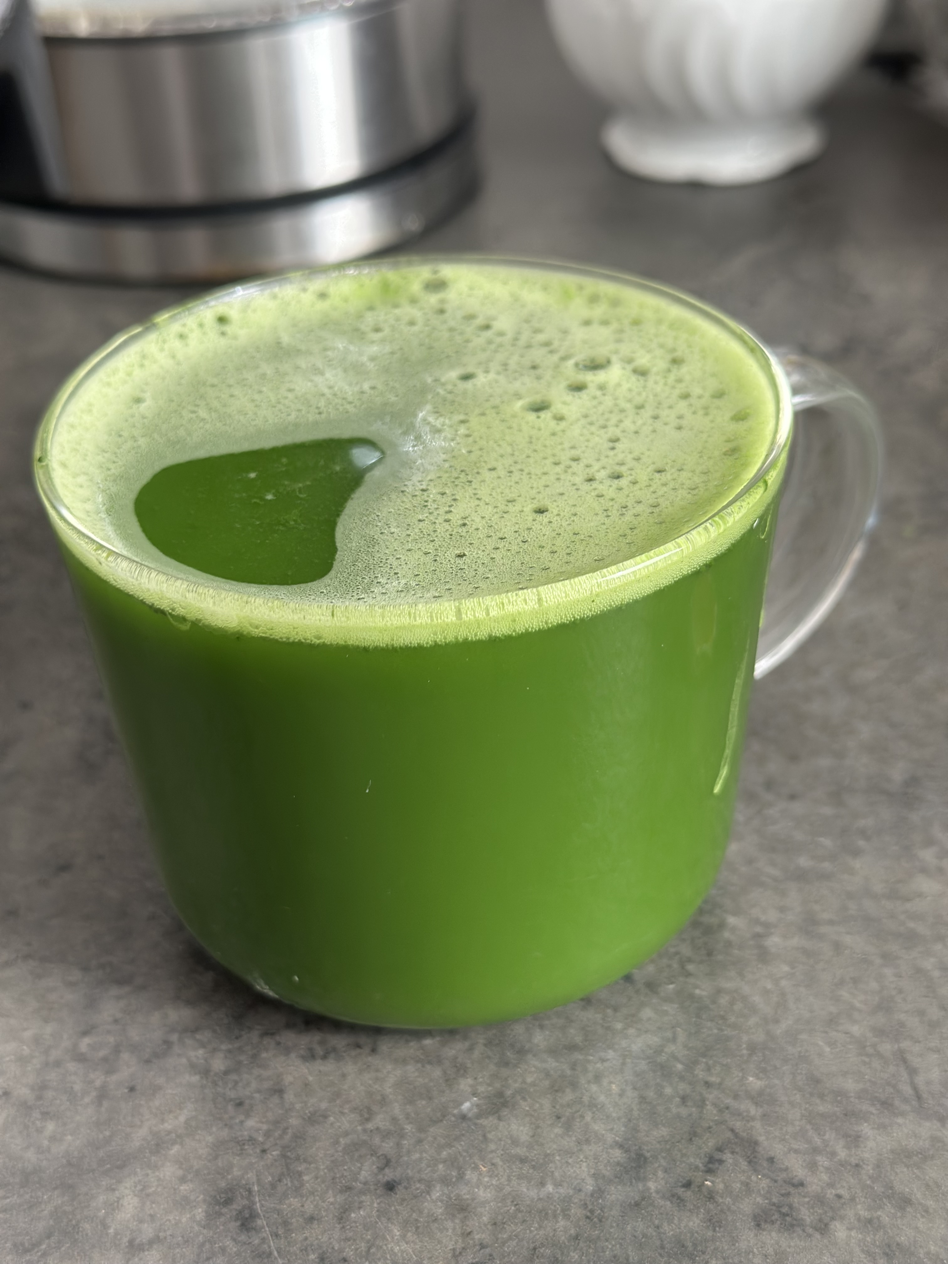 Green matcha drink close-up